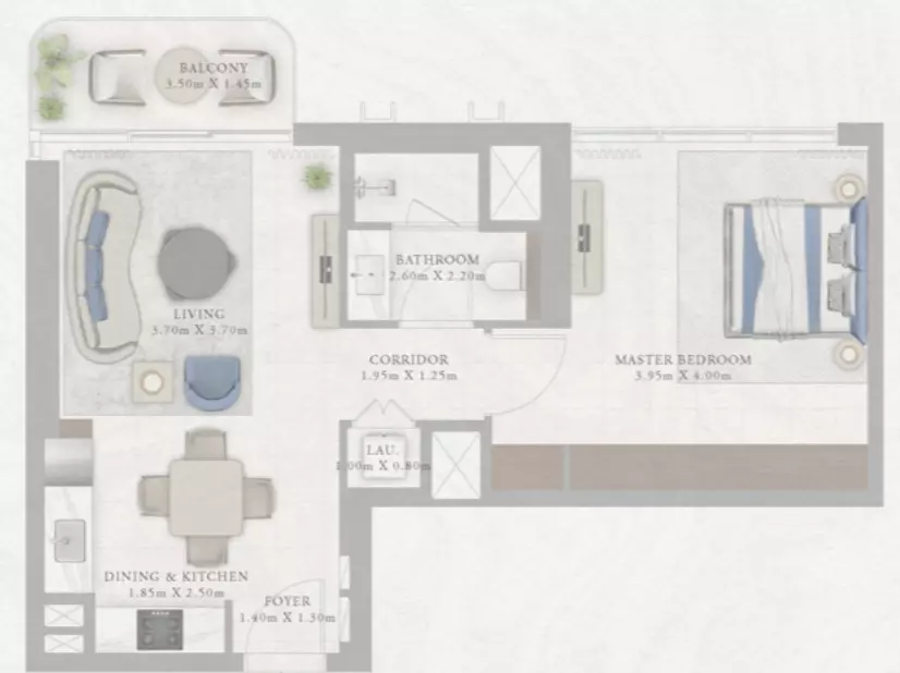Marina Views Type 3-Tower2, 1 bed