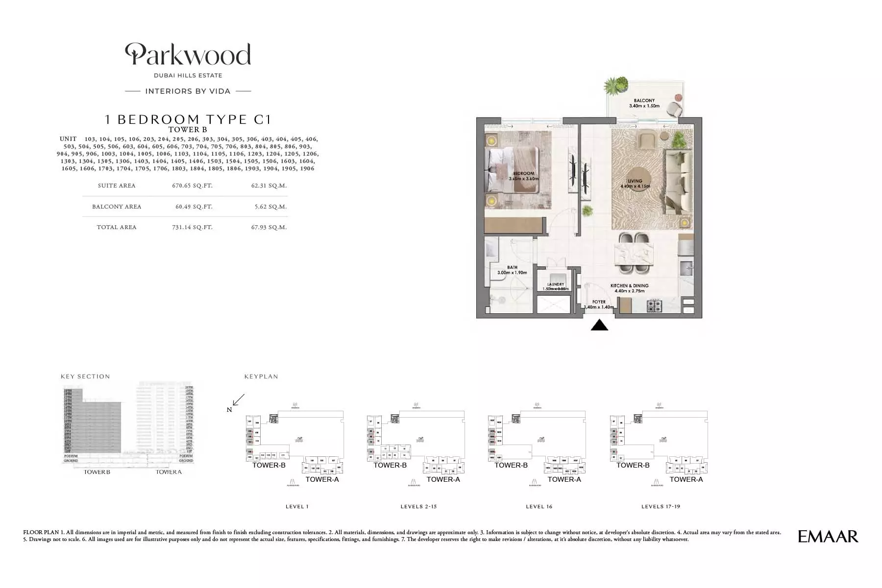 Parkwood Type C1-Tower B, 1 bed