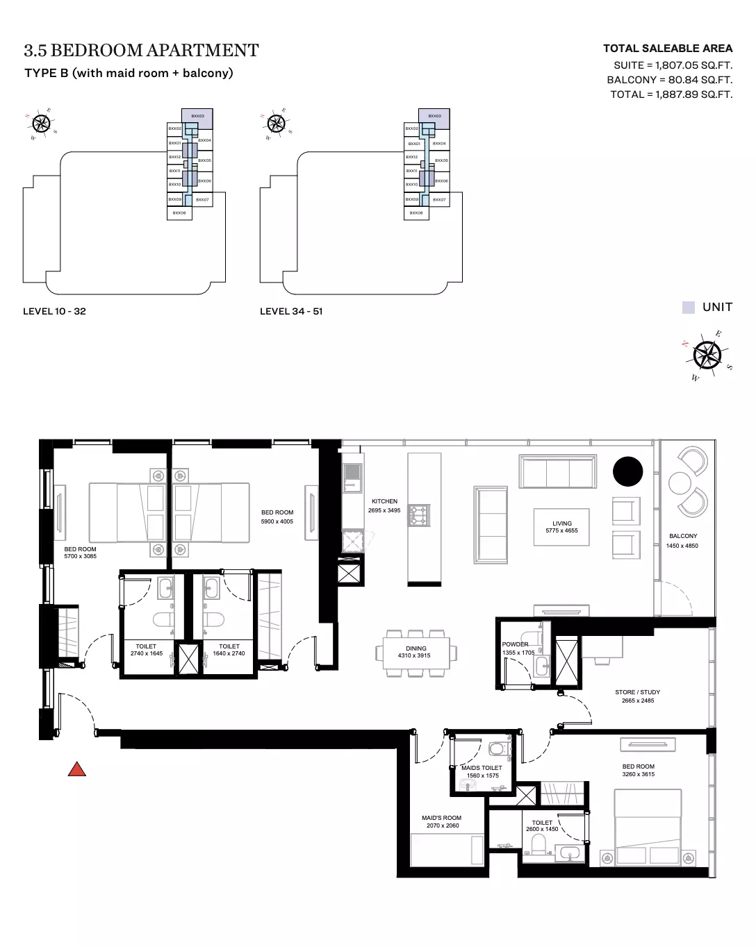 Sobha Creek Vistas Heights Type B (With Maid Room + Balcony), 4 beds