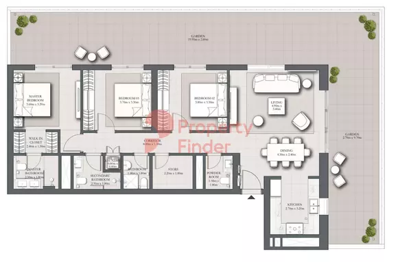 Park Horizon Type A1 building 2 ground level unit g02, 3 beds