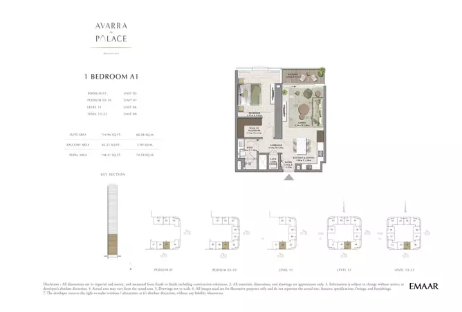 Avarra By Palace — 1BR floor plan