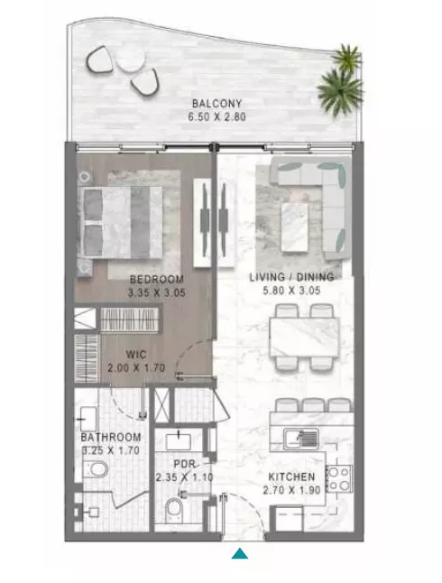 Lagoons Views Phase 2 By Damac Tower 11C, 11D, 12C & 12D Type 28, 1 bed