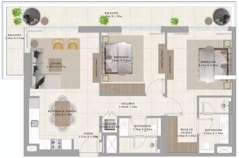 Greenside Residence Type 5B Building B - 12, 2 beds