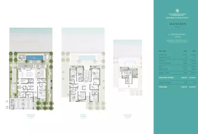 District One West By Nakheel — 6BR floor plan