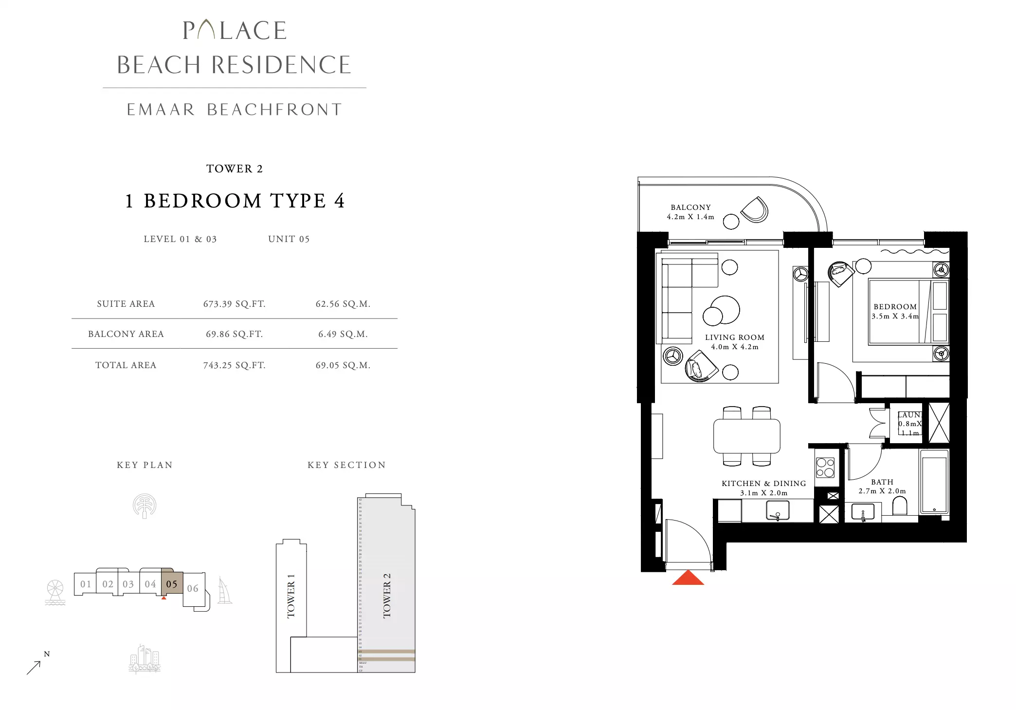 Palace Beach Residence Type 4, 1 bed