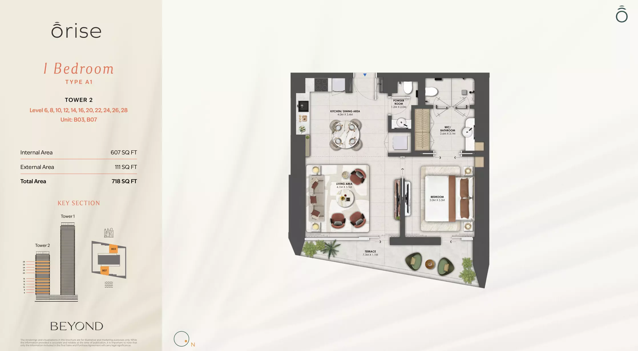 Orise by Beyond Type A1 - T2 - Level 6, 8, 10, 12, 14, 16, 20, 22, 24, 26, 28, 1 bed