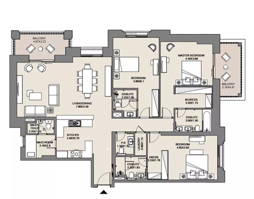 Al Jazi B2-Type D1, Level 3,4, 3 beds