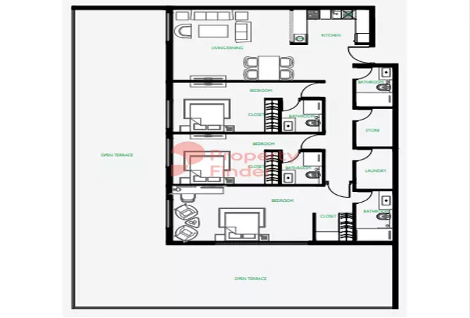 The Community Motor City — 3BR floor plan