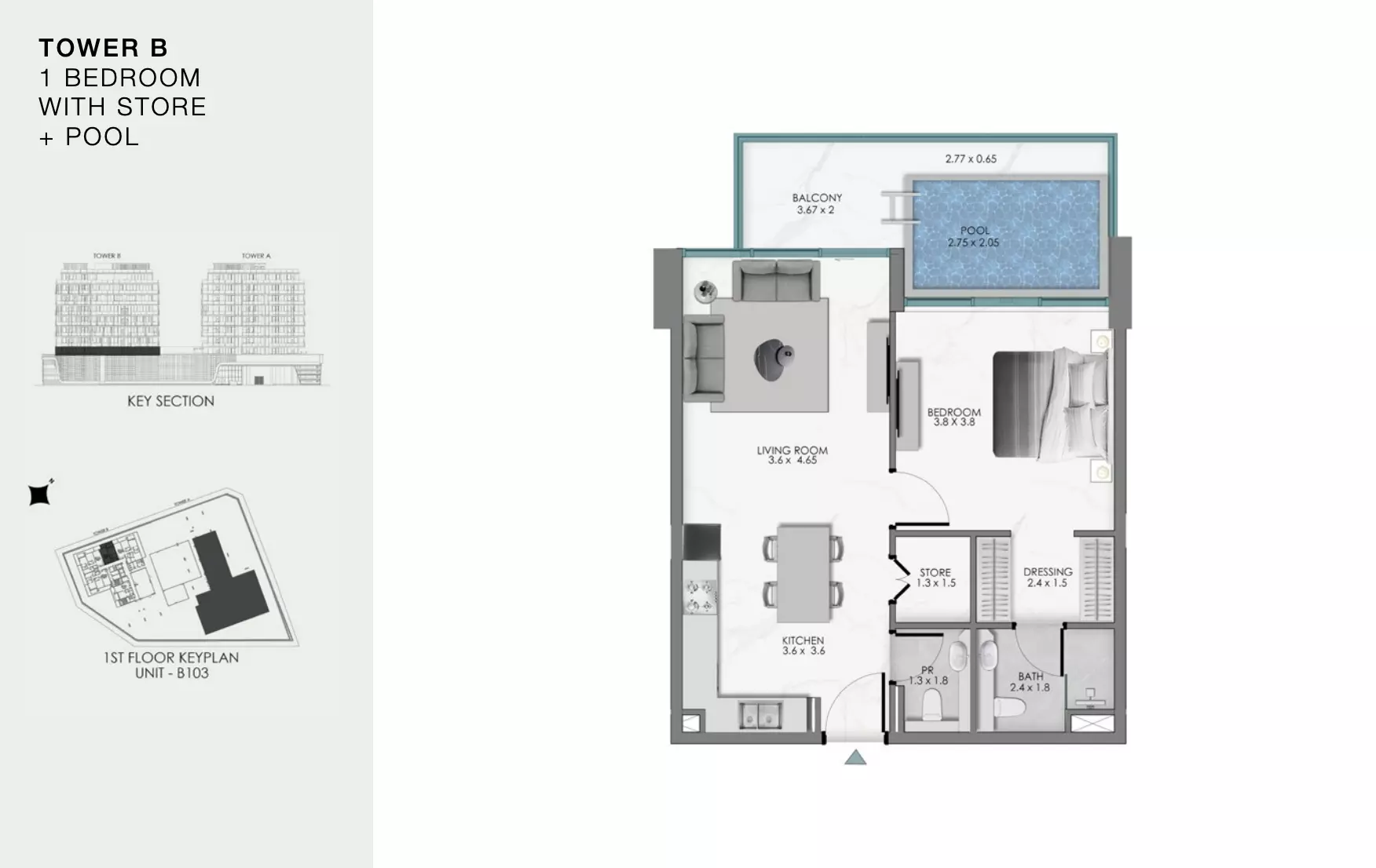 Ocean Bay by Samana Type B307, 1 bed