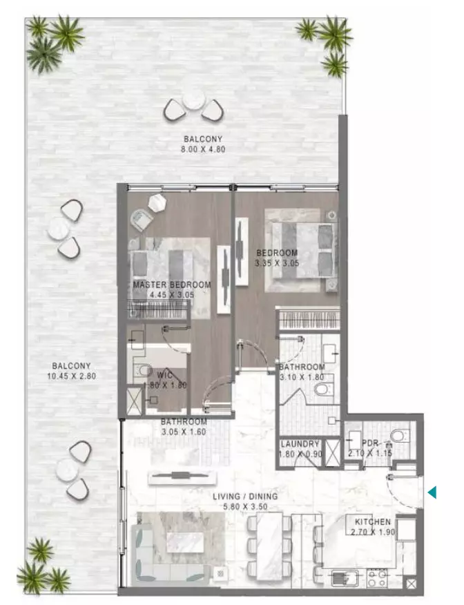 Lagoons Views Phase 2 By Damac Tower 11C, 11D, 12C & 12D Type 11, 2 beds