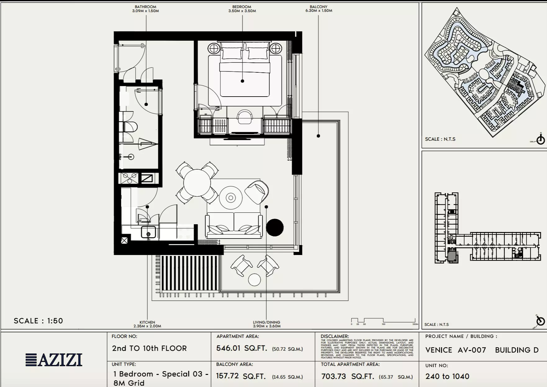 Azizi Venice 7 Type 240-Building D, 1 bed