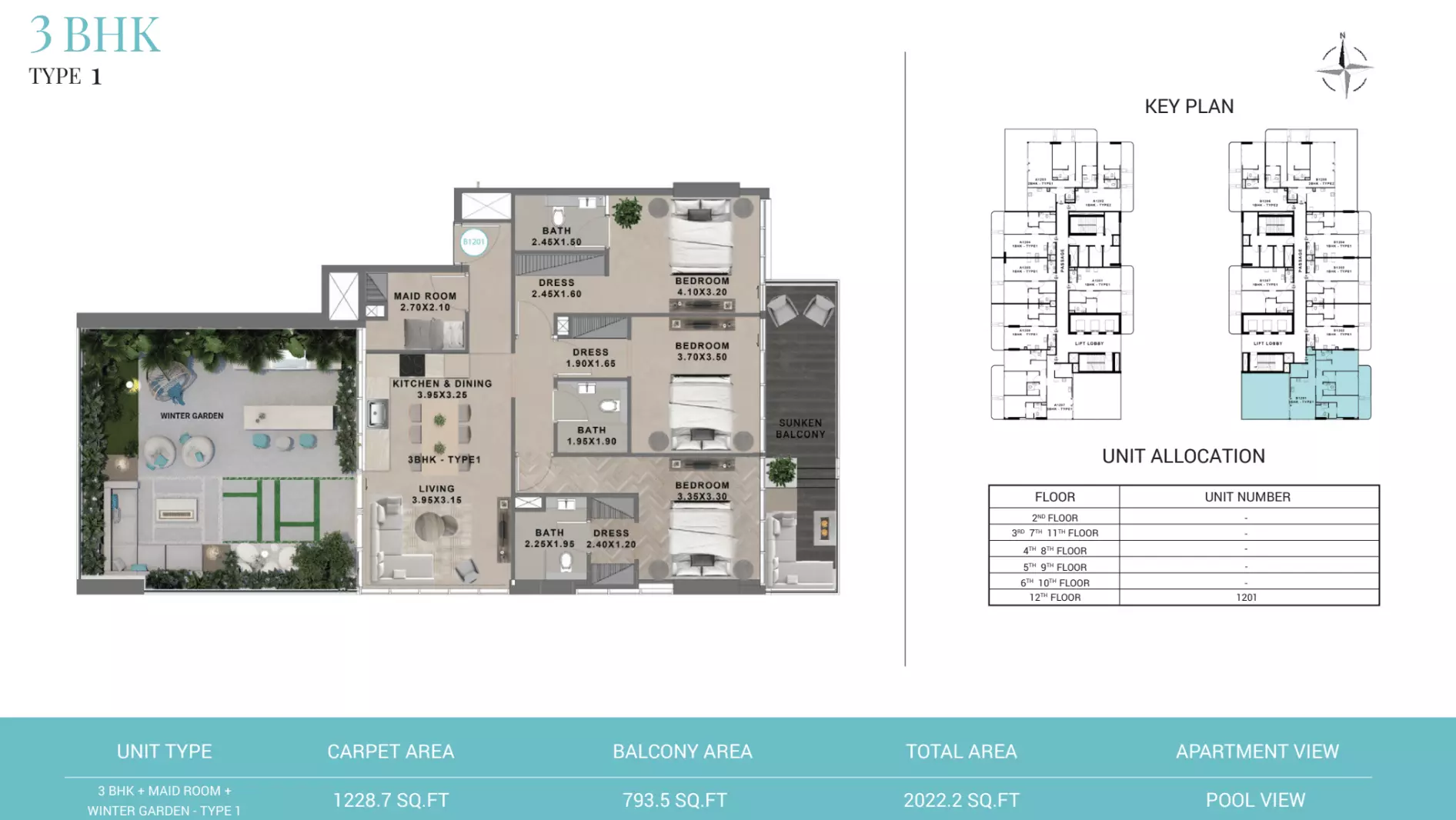 Reef 999 Type 1 - Tower B, 3 beds