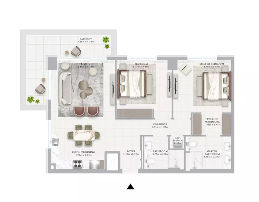Ocean Point 1 By Emaar B2-Type 4B, 2 beds