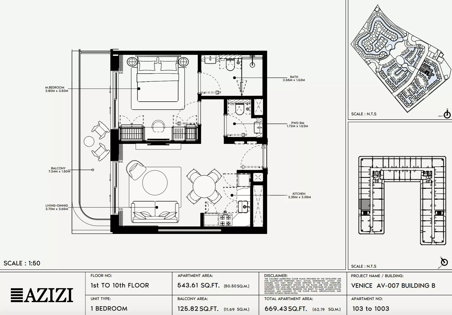 Azizi Venice 7 Type 103-Building B, 1 bed