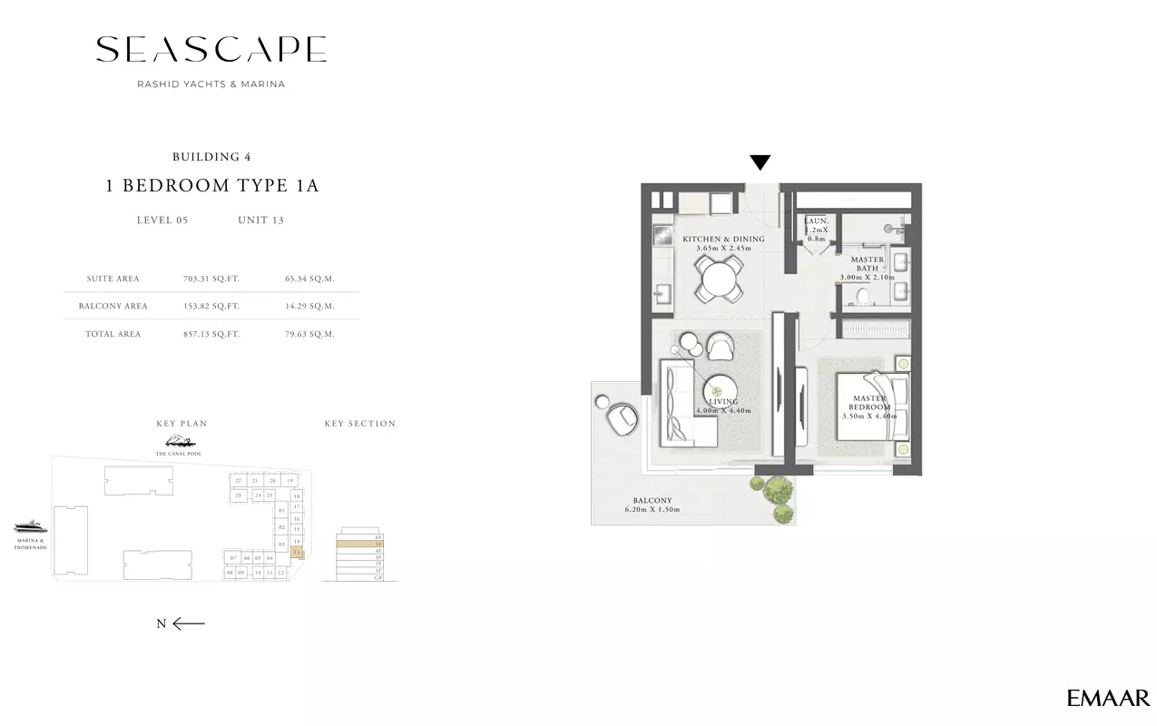 Seascape B4-Type 1a level 5 unit 13, 1 bed