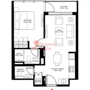 The Crest By Sobha Type A, 1 bed