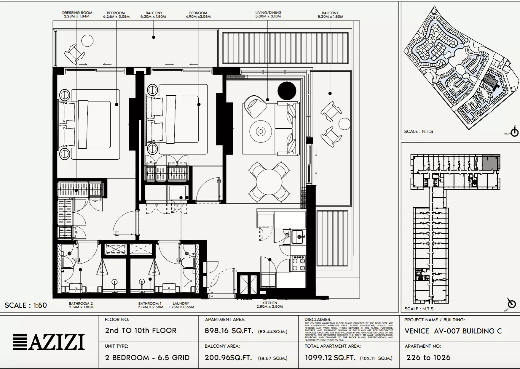 Azizi Venice 7 Type 226-Building C, 2 beds