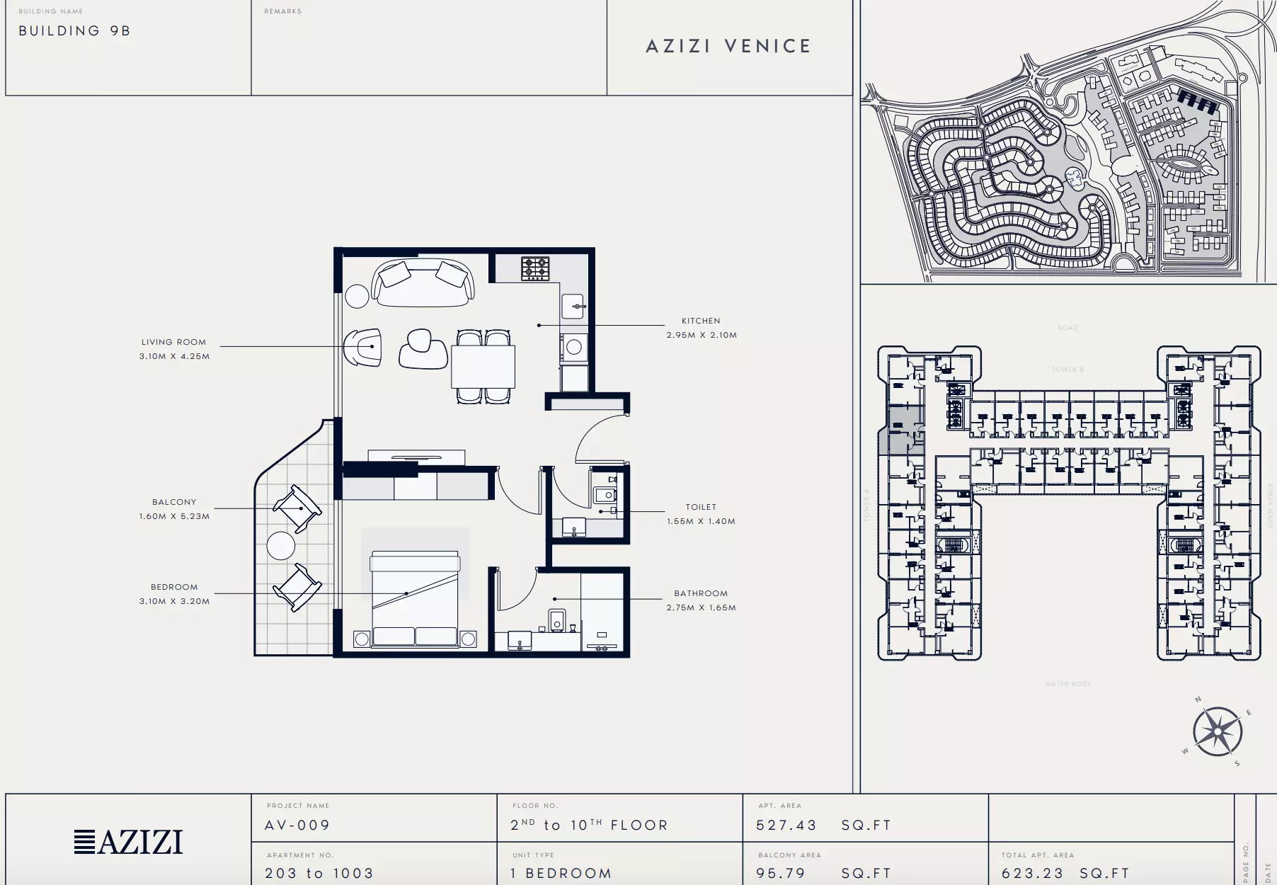 Azizi Venice 9 Type 203-Building B, 1 bed