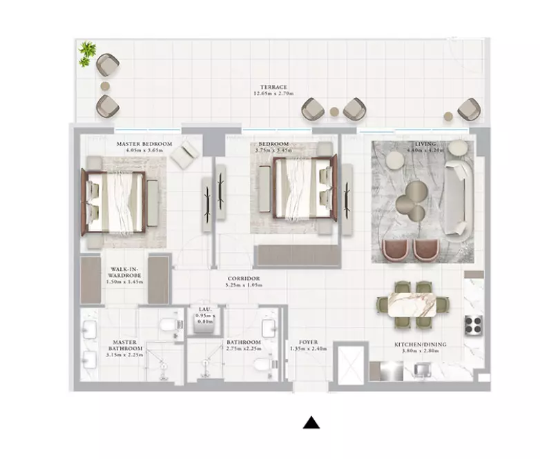 Ocean Point 1 By Emaar B2-Type 3B, 2 beds