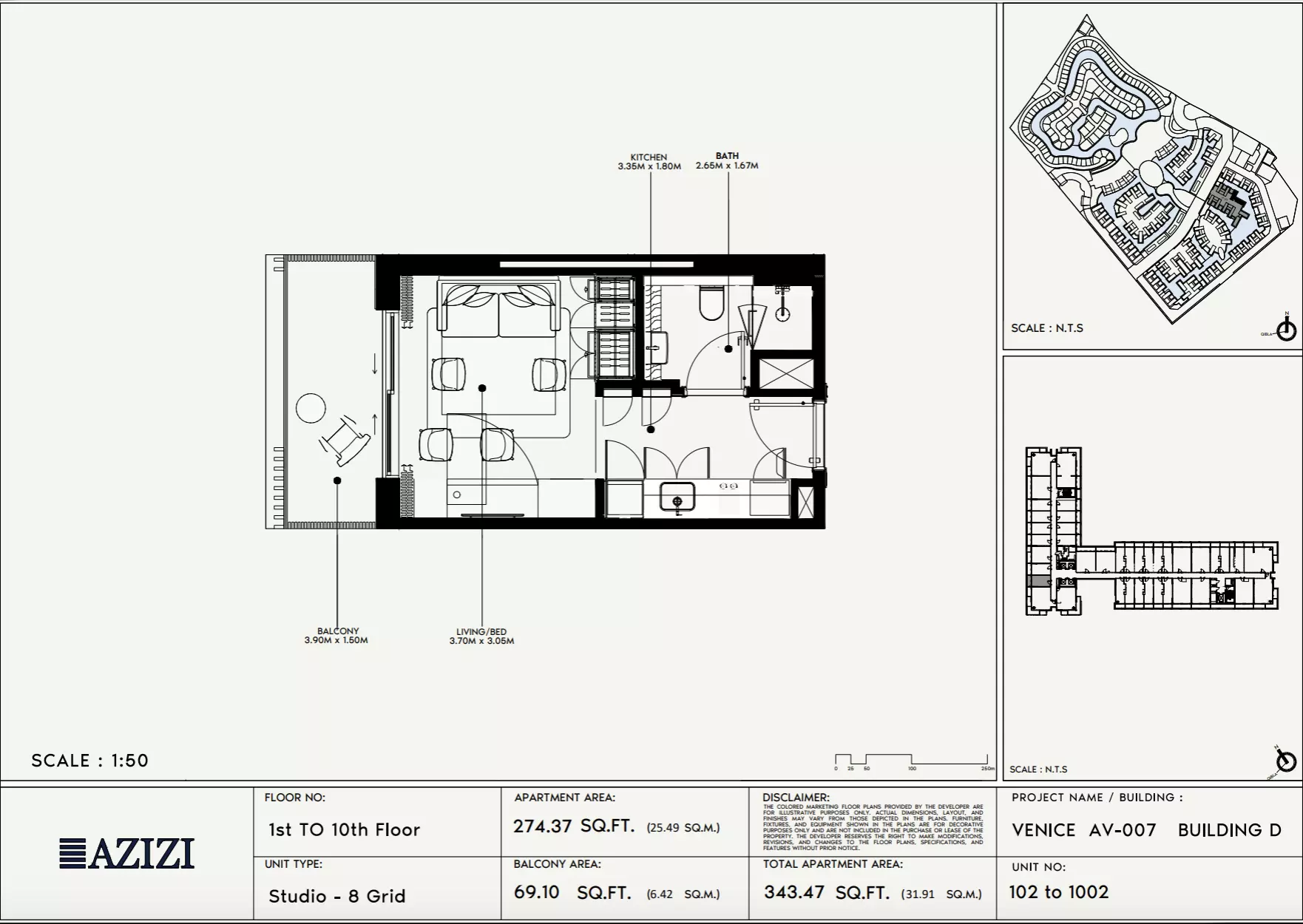 Azizi Venice 7 Type 102-Building D, studio