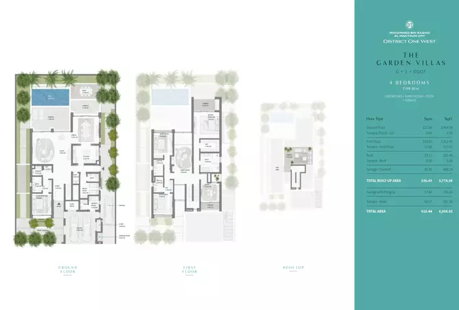 District One West By Nakheel — 4BR floor plan