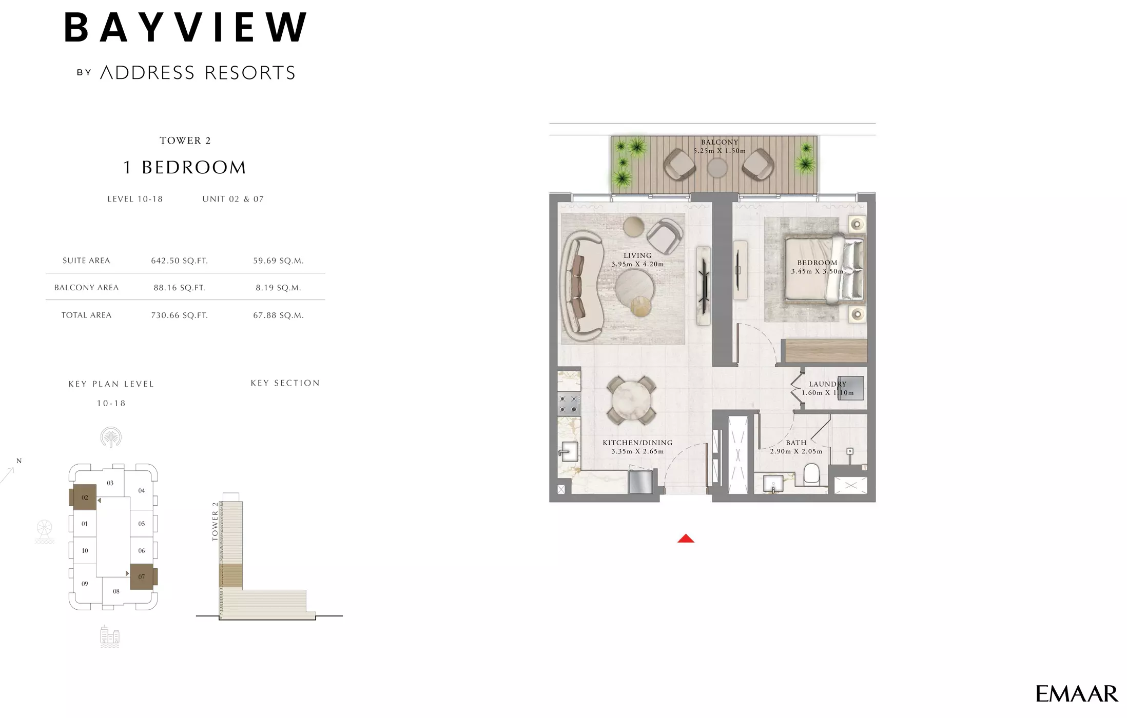 Bayview By Emaar Unit 2 & 7, Level 10-18, 1 bed