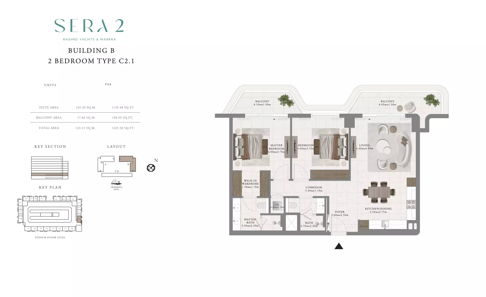 Sera Phase 2 By Emaar Type C2.1-Building B, 2 beds