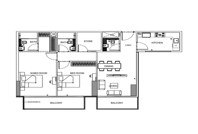Binghatti Orchid — 2BR floor plan