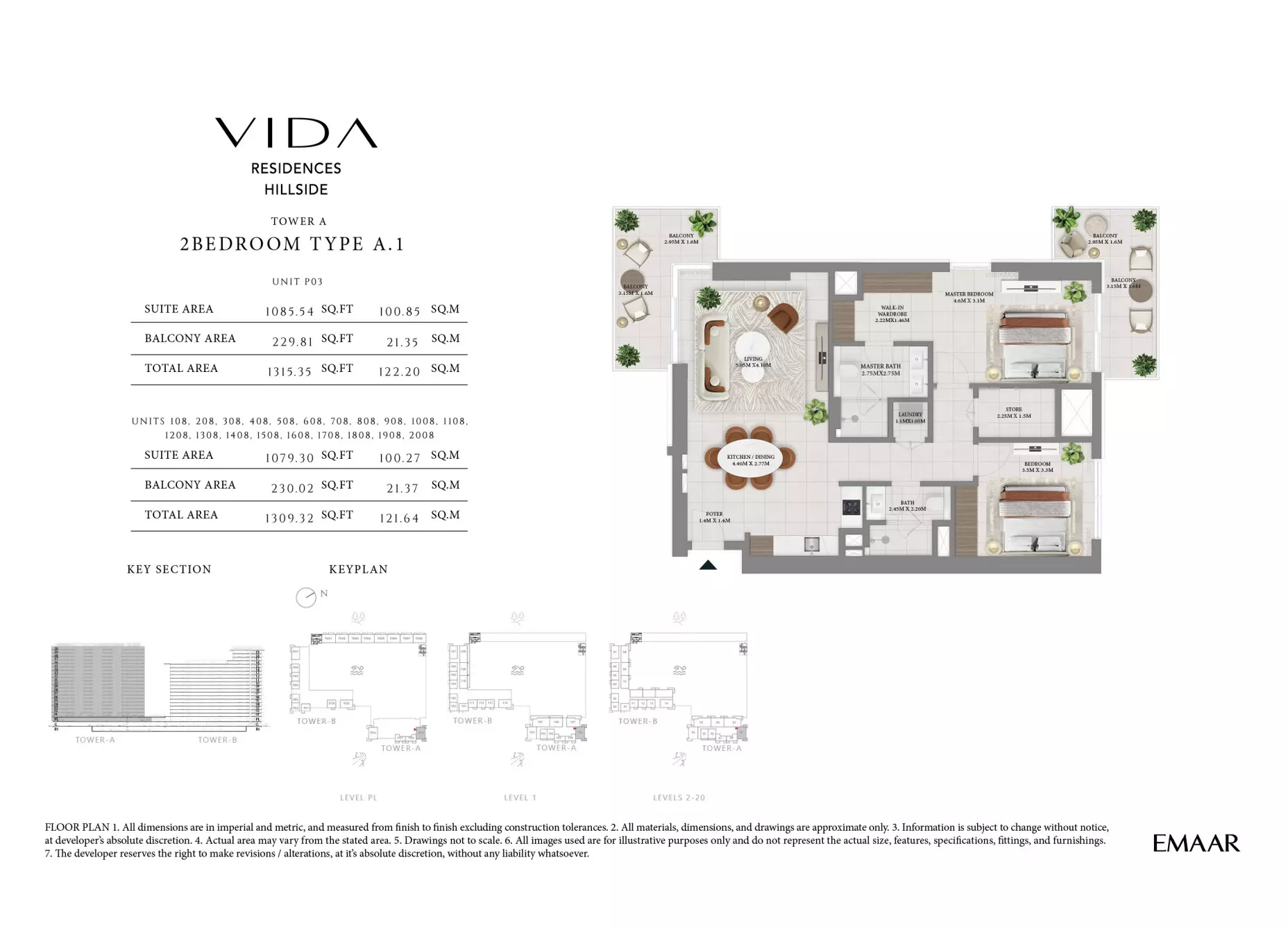 Vida Residences Hillside Type A1-Tower A, 2 beds