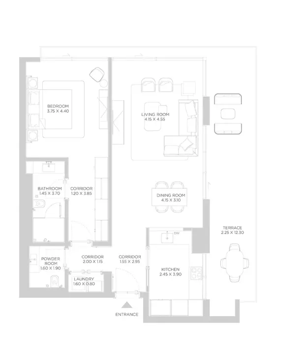 Rixos Phase 2 By Nakheel — 1BR floor plan