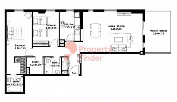 Midtown Noor Type-E Level-1 Building 6, 2 beds