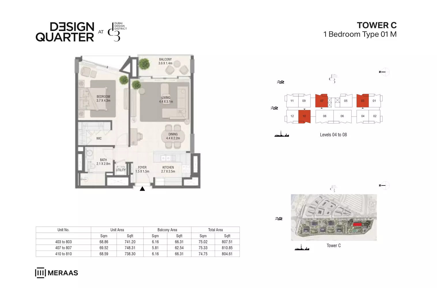 Design Quarter Building C _ Type Type 01 A, 1 bed