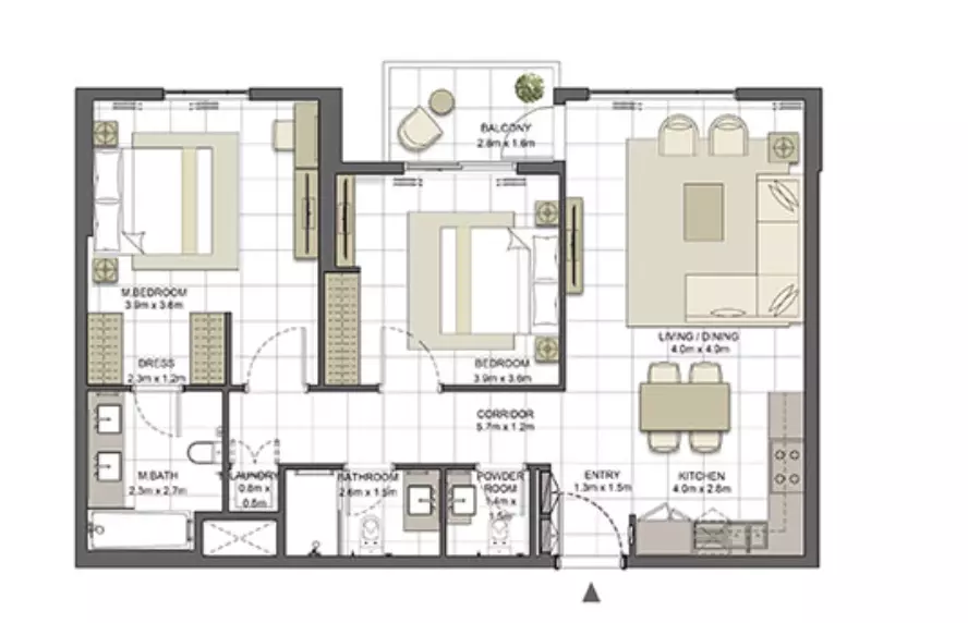 Crystal Residences Tower 2 - Type 2A-2, 2 beds