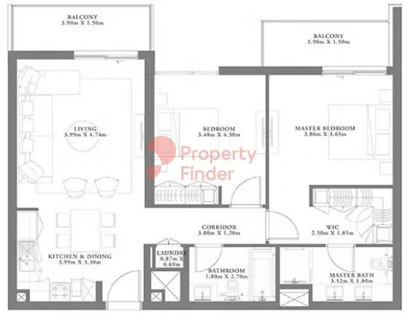 Seagate Type 1 Building 3 Unit 2 Level 9-10, 2 beds