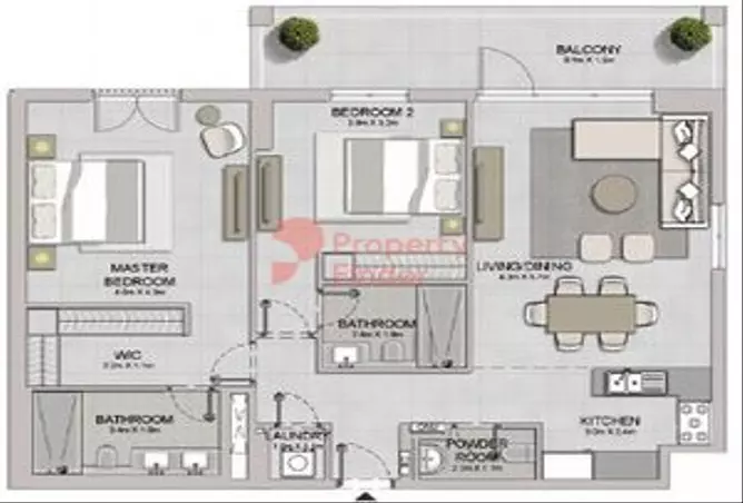 La Sirene Phase1 By Meraas — 2BR floor plan
