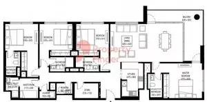 Crest Grande Tower C _ Type B (with maid room + balcony) Variant 1, 4 beds