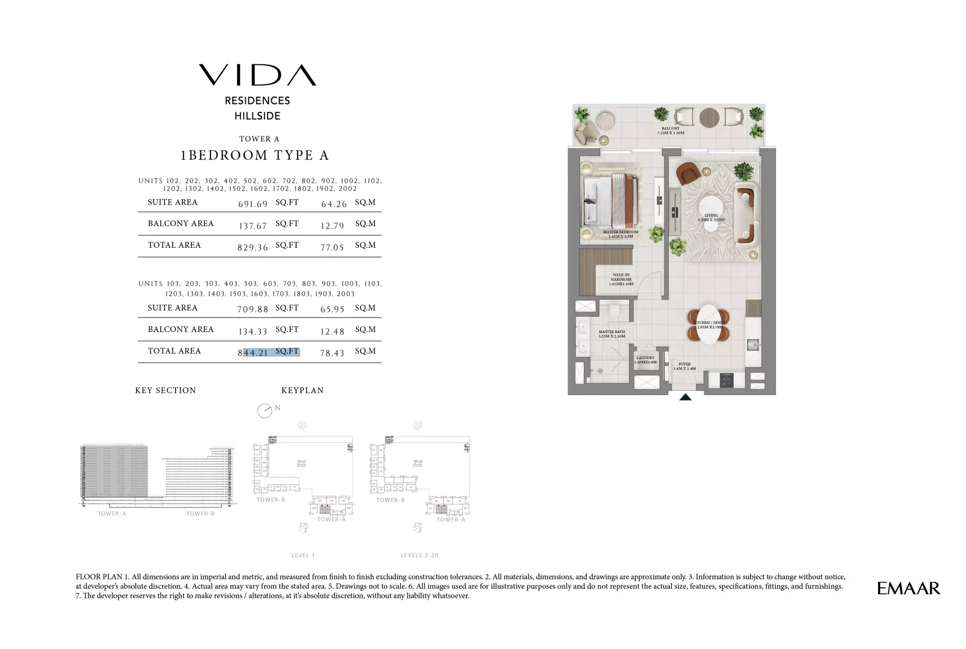 Vida Residences Hillside — 1BR floor plan