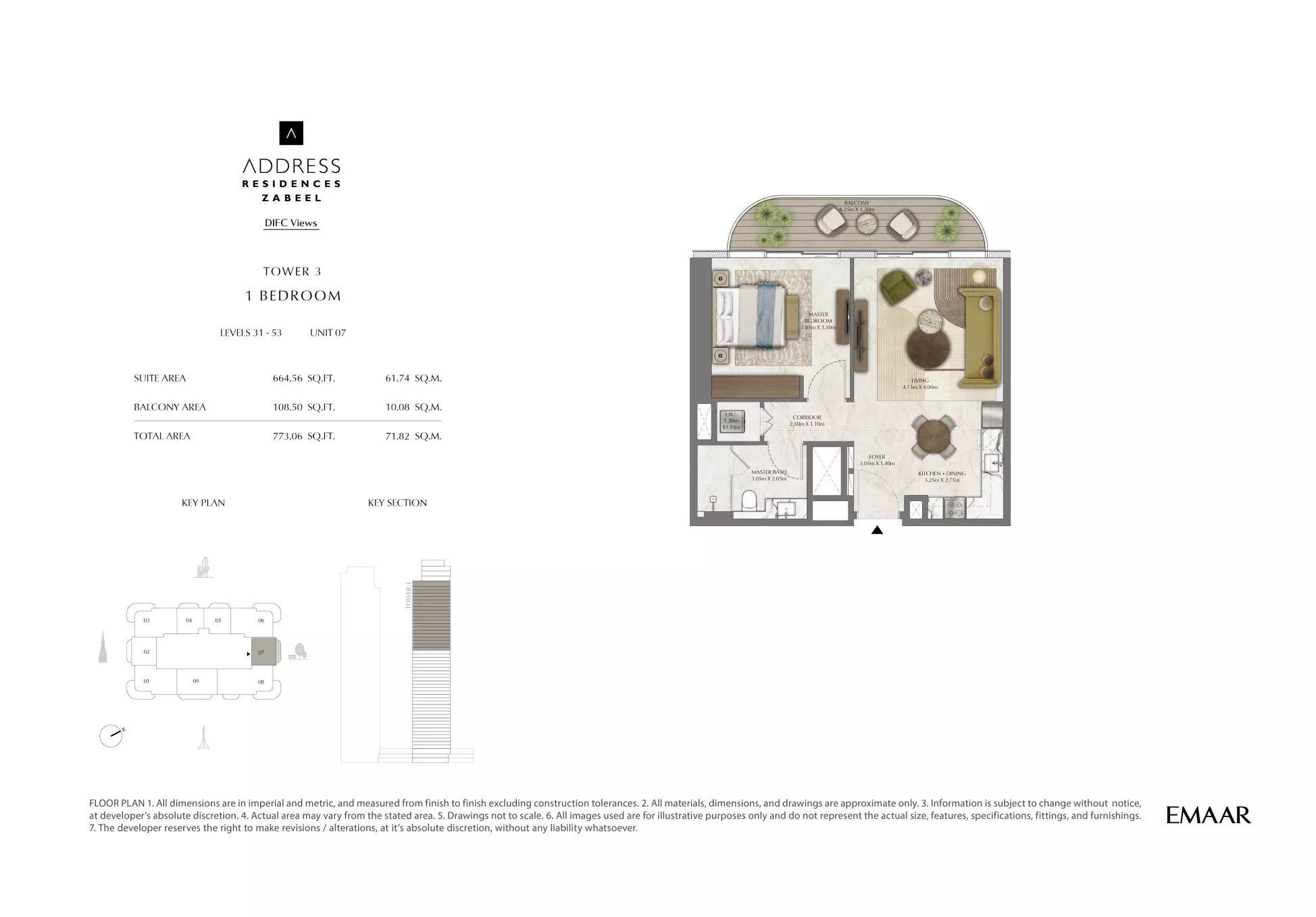 Address Residences Zabeel Type T3-53-5307, 1 bed