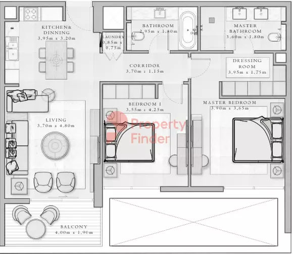 Sirdhana B3-Type 1B Level 02-06, 2 beds