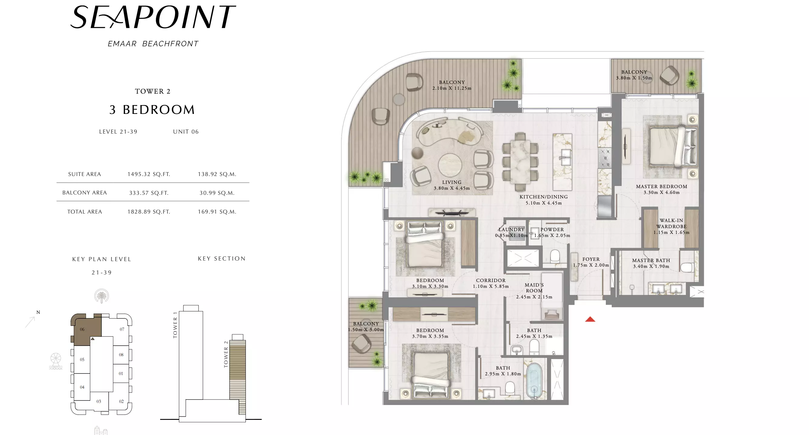 Seapoint T2-Level 21-39 ,Unit 06, 3 beds