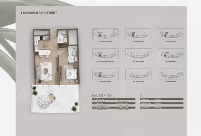 Azure by Lapis — 1BR floor plan