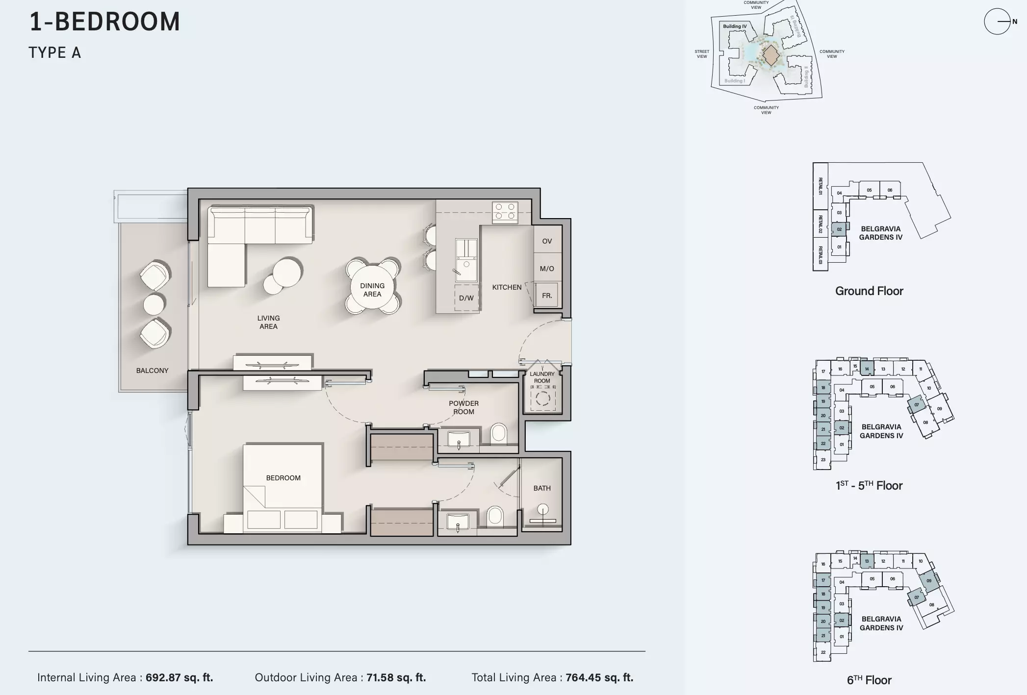 Belgravia Gardens Type A | Building 4, 1 bed