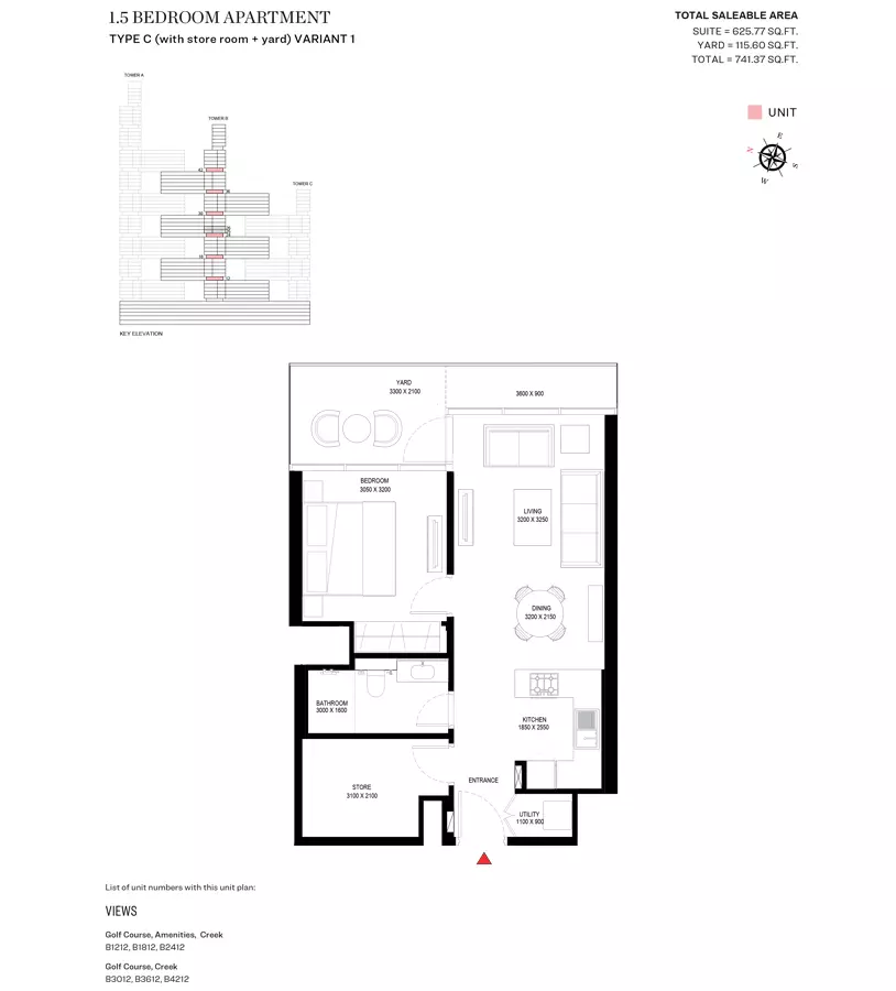 Sobha One Type C Variant 1-Tower B, 2 beds