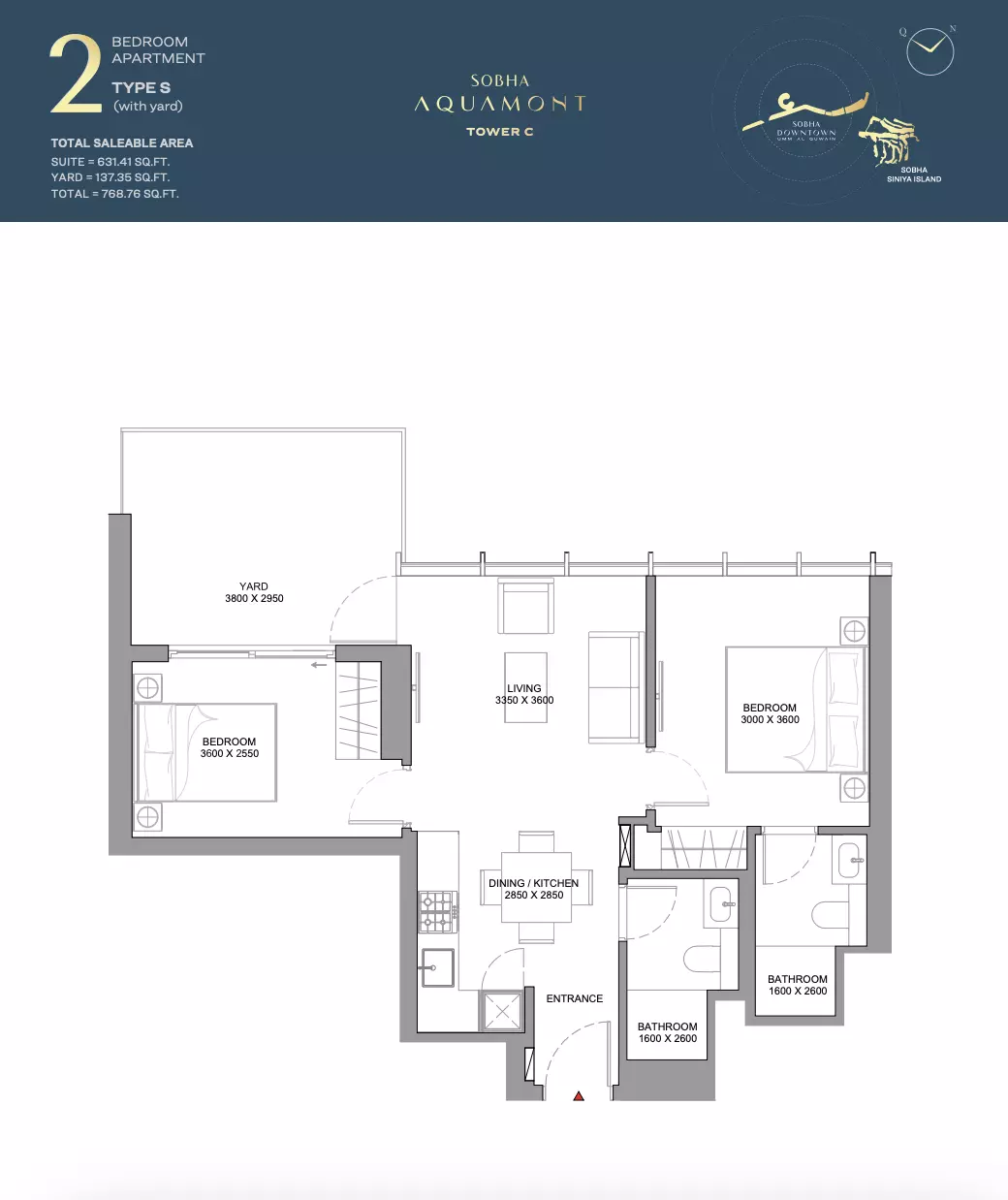 Sobha Aquamont Type S-Tower C, 2 beds