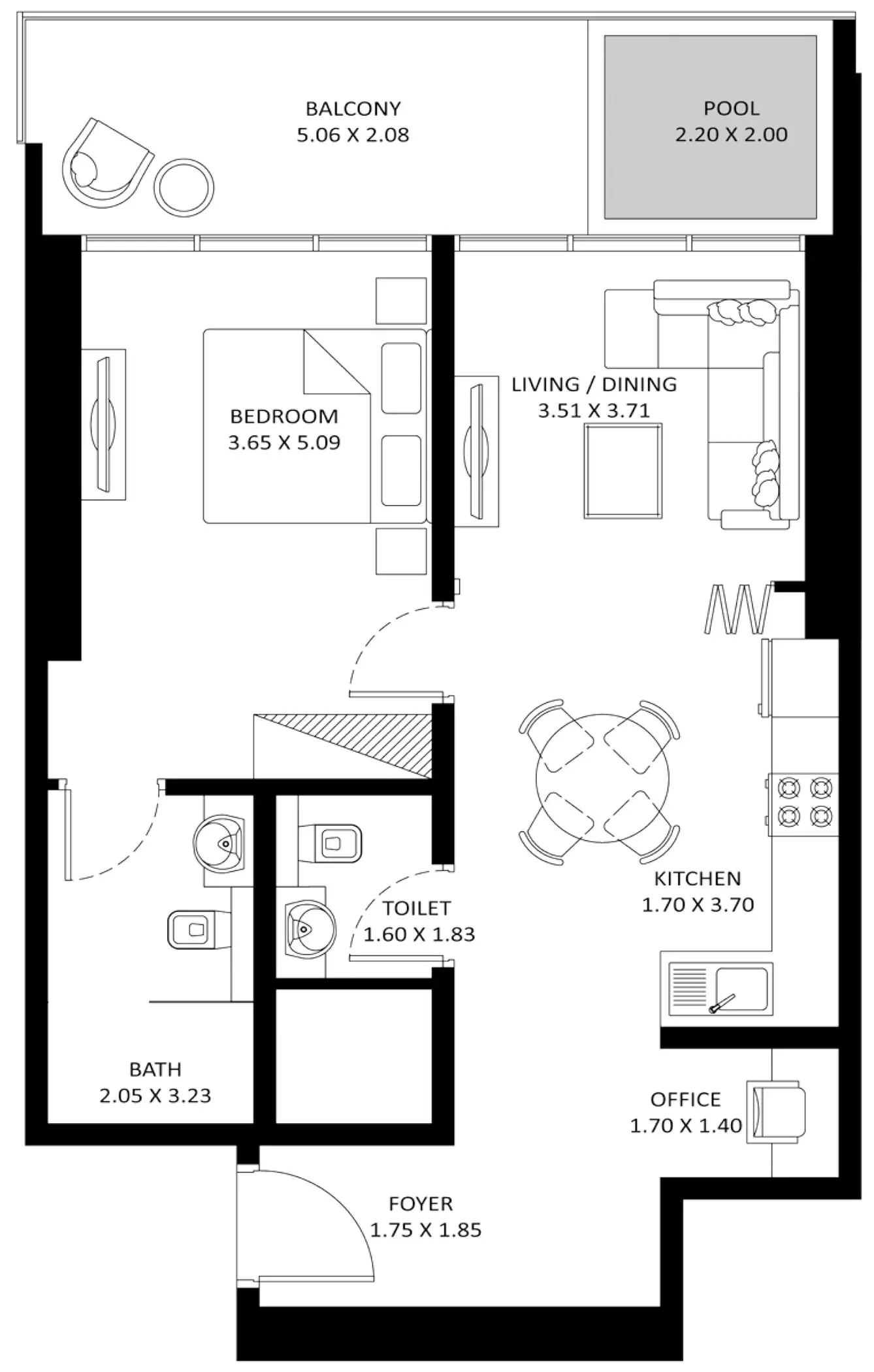 Elitz Phase 3 By Danube — 1BR floor plan