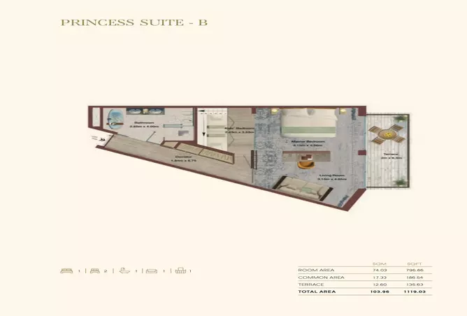 Portofino Hotel — 1BR floor plan