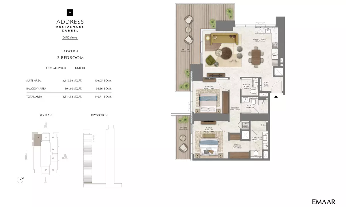 Address Residences Zabeel Unit 1, 2 beds