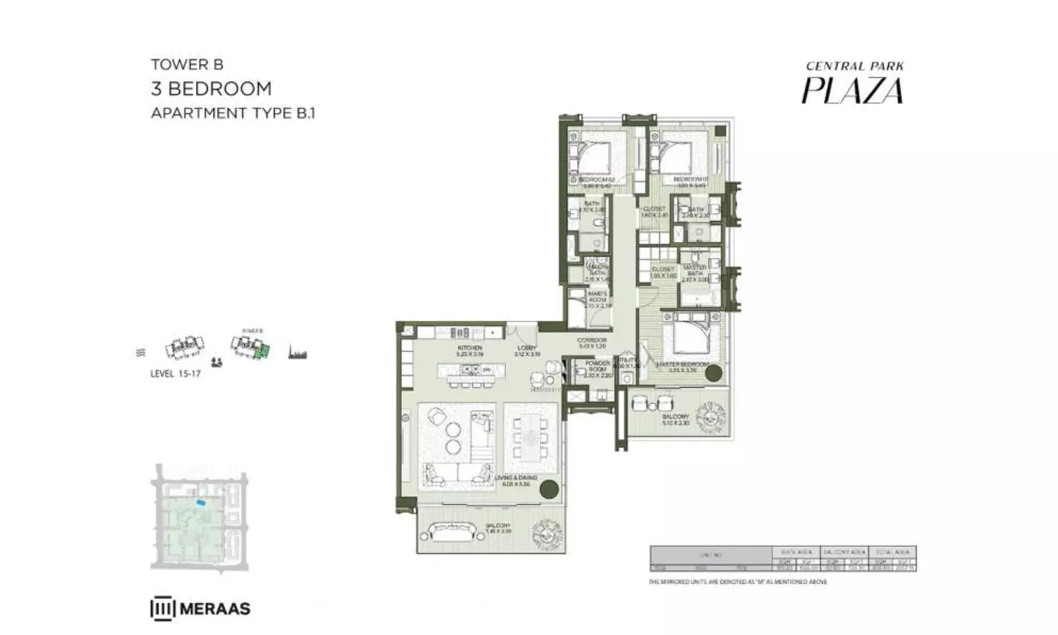 Central Park Plaza Tower B-Type B1, 3 beds