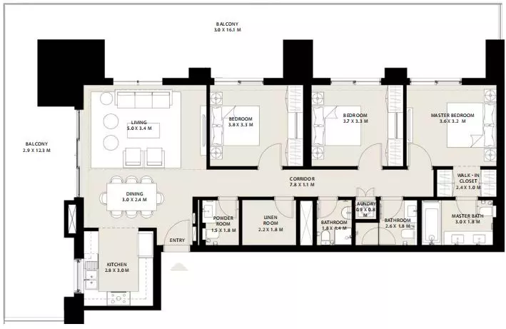 Park Field Type 1, 3 beds