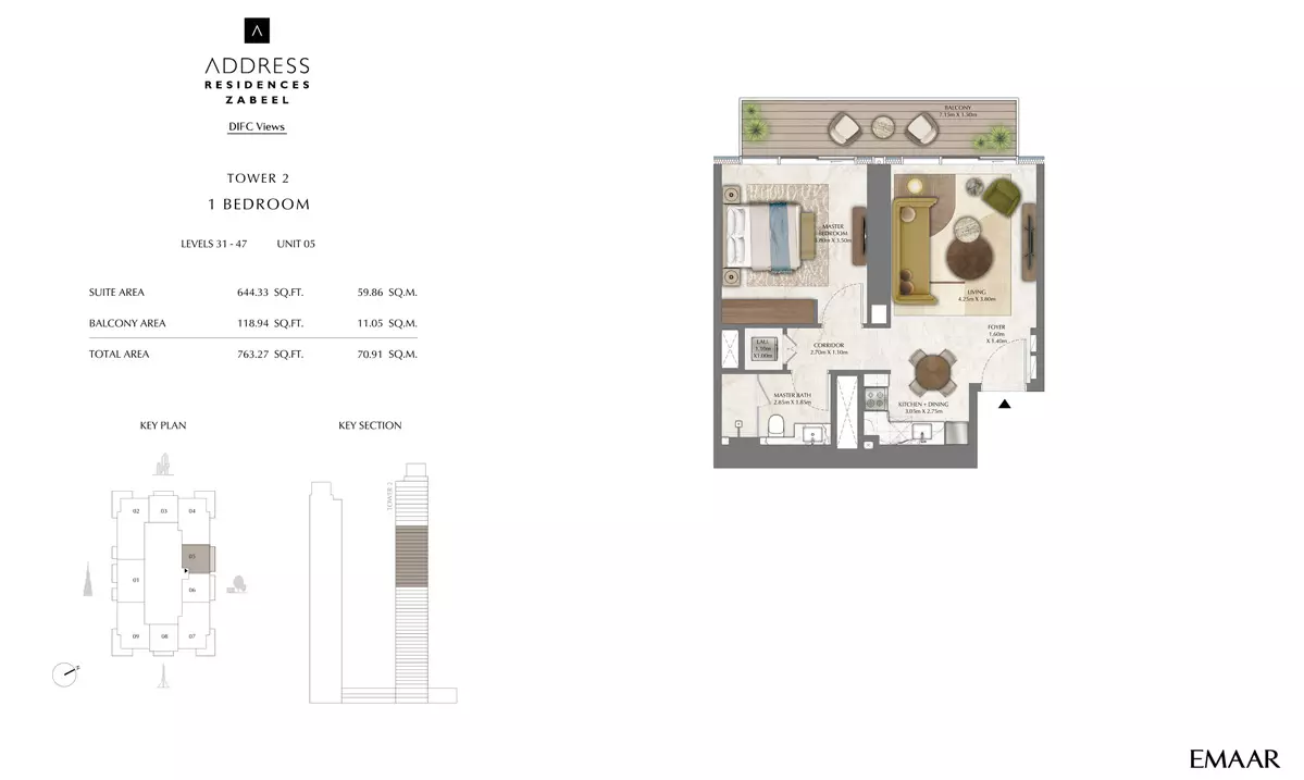 Address Residences Zabeel Unit 2, 1 bed